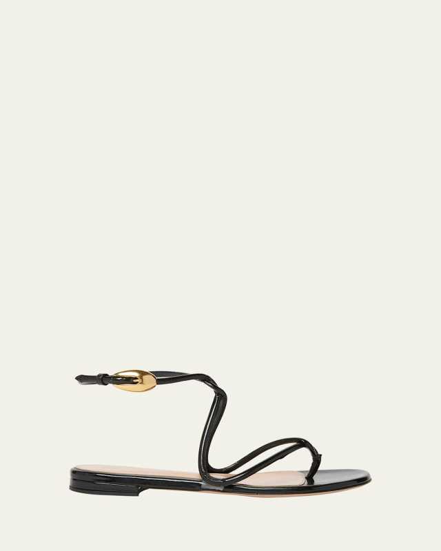 Napa Leather Twisted-Strap Sandals